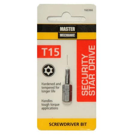 Disston 1 in. Master Mechanic TX15 Torx Security Bit, 6PK 160366