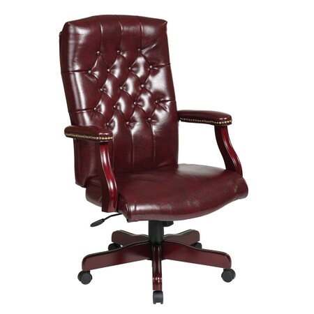 Office Star Executive Chair, Vinyl, Brown, 17" Seat Ht TEX232-JT4