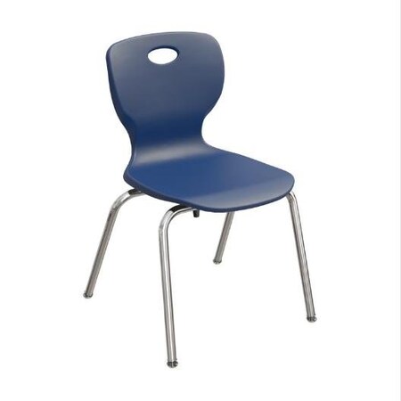 Correll Stacking Student Chair, 18in, Light Texture Seat, Chrome Legs, Navy, 4PK CSCHR18-45-4PK