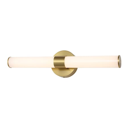 Jonathan Y Brooks 20.13" 1-Light Industrial Mid-Century Iron Integrated LED Vanity Light, Brass Gold JYL7119A
