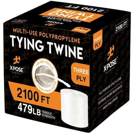 Xpose Safety Poly Twine, 3 Ply x 2100 Ft White Poly Twine 3PT-2800-X