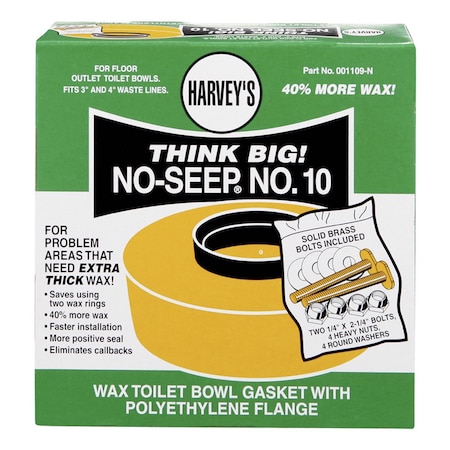 Harveys Toilet Bowl Gasket with Wax & Flange Polyethylene 1109-N