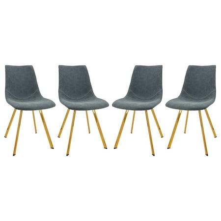 Leisuremod Markley Modern Leather Dining Chair with Gold Legs, Peacock Blue, 4PK MCG18BU4