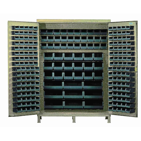 Quantum Storage Systems JUMBO BEIGE STORAGE CABINET W/227 BLACK BINS QSC-BG-60BK