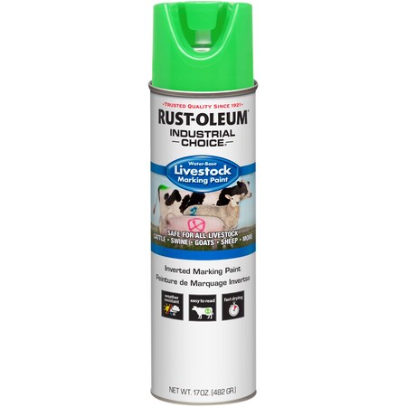 Rust-Oleum Livestock Marking Paint, Fluorescent Green, Water, 17 Oz 383007