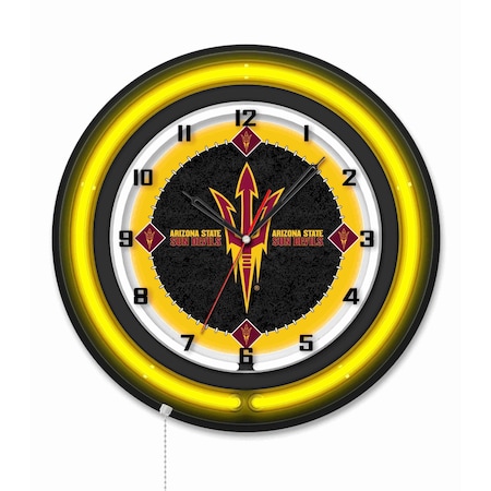 Holland Bar Stool Arizona State University Pitchfork 19 Double Neon Wall Clock Clk19BK