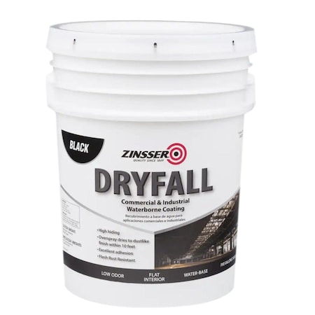 Zinsser Dryfall Commercial & Industrial Waterborne Coating, Black, Flat, 5 Gallon 293233