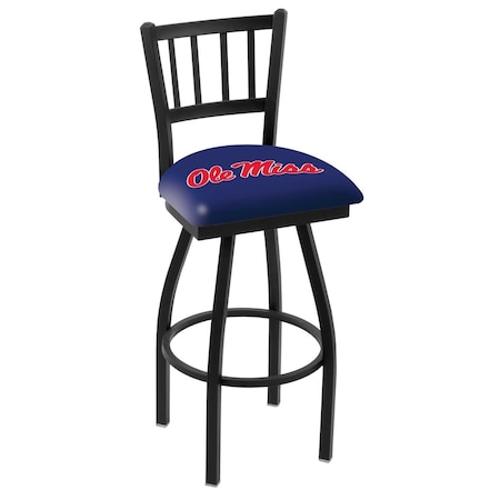 Holland Bar Stool Co 25" Blk Wrinkle Ole' Miss Swivel Bar Stool, Jailhouse Back L01825MssppU
