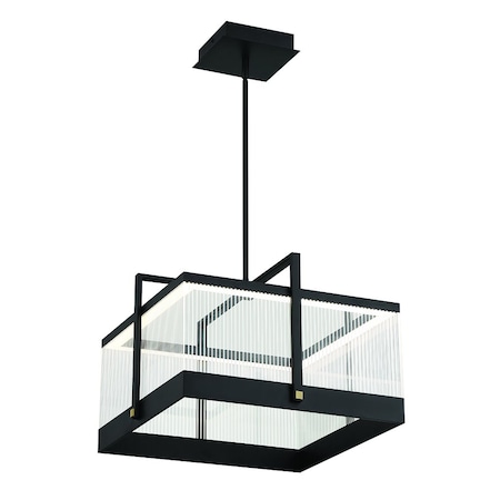 Eurofase Tye Modern LED Indoor Chandelier, 1-Light, Square, Dimmable, Black/Acrylic 44256-012