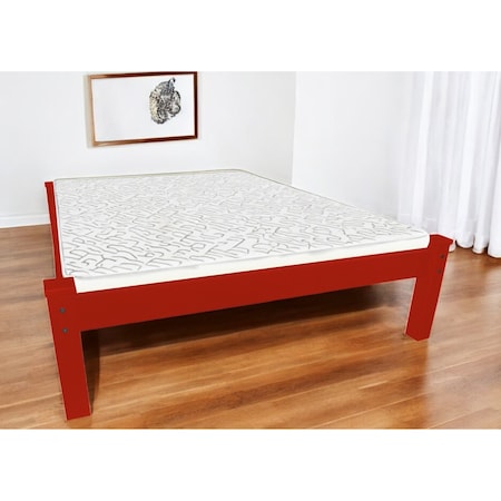 Homeroots Red Solid Wood Full Bed Frame 546714