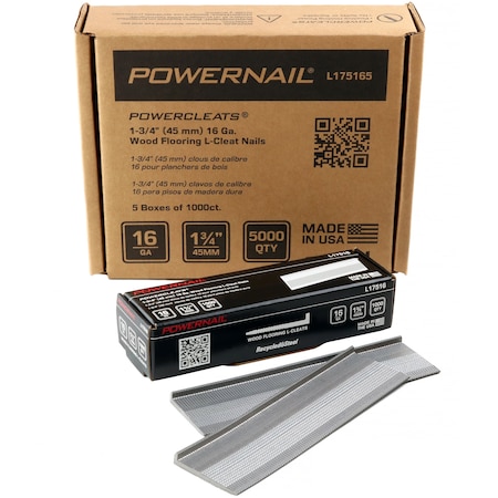 Powernail Collated Flooring Nail, 1-3/4 in L, 16, L-Head Head, 5000 PK L175165