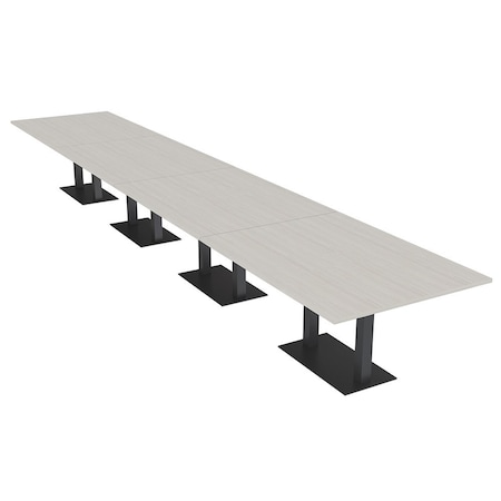 Skutchi Designs Rectangle Conference Table With Power Unit, 48 in W, 240 in L, Ivory HAR-REC-48X240-DOU.BK-K458-NA