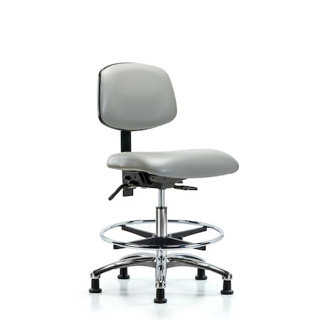 Blue Ridge Ergonomics Medium Bench Chair Chair, Vin, Med Ben, Chr Tilt CF Glides, Dov, No Arms, 22" to 29" Height, Vinyl BR-VMBCH-CR-T1-A0-CF-RG-8567