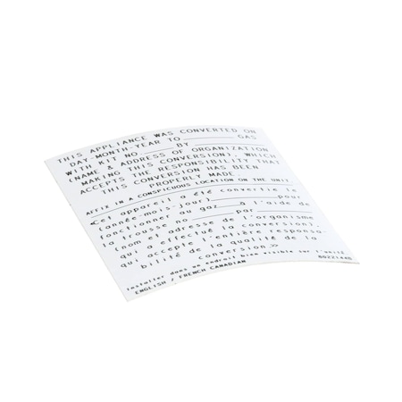 Frymaster Label, Gas Conversion Information 8022144