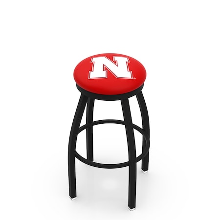 Holland Bar Stool Co 36" Blk Wrinkle Nebraska Swivel Bar Stool, Accent Ring L8B2B36NebrUn