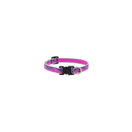 Lupine Adjustable Puppy & Small Dog Collar, Reflective Pink Paws Pattern, 1/2 x 8 - 12-In. 48534