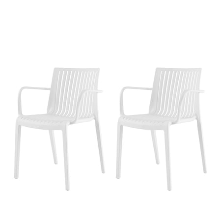 Lagoon Milos Resin Stackable Armchair with Slatted Back, 2PK 7203W9-ASLGS