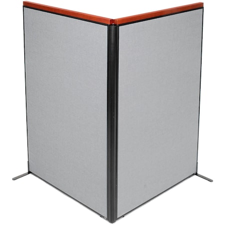 Global Industrial Interion Deluxe Freestanding 2-Panel Corner Room Divider, 48-1/4"W x 73-1/2"H Panels, Gray 695077GY