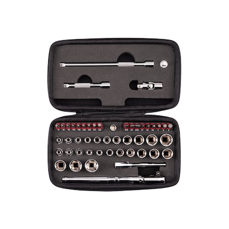 Tekton 1/4 Inch Drive Small Engine Repair Kit with Flex Head Quick-Release Ratchet and Case (50-Piece) SKT07904