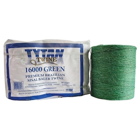 Tytan Baler Twine, 16,000 ft L, 130 lb Working Load, Sisal, Brazilian Green SBT16GRTY