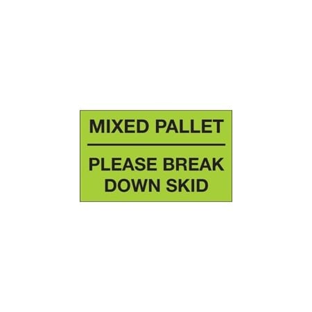 Bubblefast 3 x 5'' - ''Mixed Pallet - Please Break Down Skid'' Fluorescent Green Labels BFDL1112