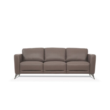Homeroots 83" Taupe Leather Sofa With Black Legs 491285
