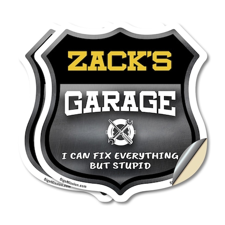 Signmission Zack's Garage I Can Fix Everything But Stupid, 4 inch X 4 inch, Vinyl Decal, 2PK SHI-D-2PACK-4-490-ZACK