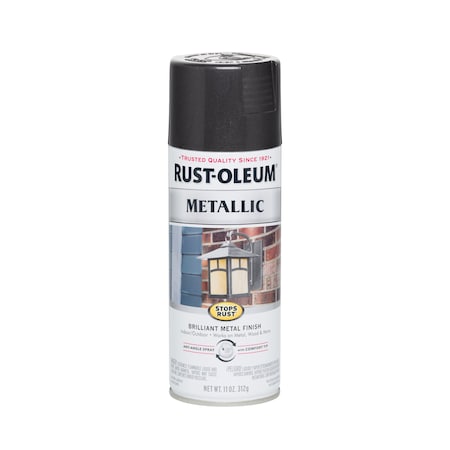 Rust-Oleum Metallic Spray Paint, Black Night, Metallic, Solvent, 11 oz 7250830