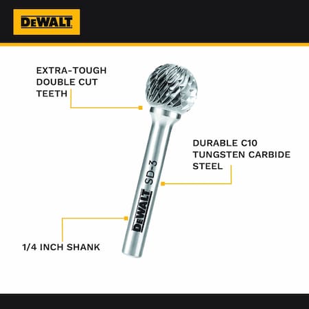 Dewalt SINGLE CARBIDE BURR SIZE SD-3 DXCBTJSD3