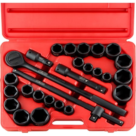 Neiko 0.75 in Dr. Impact Socket Set, SAE and Metric, Shallow 02499A
