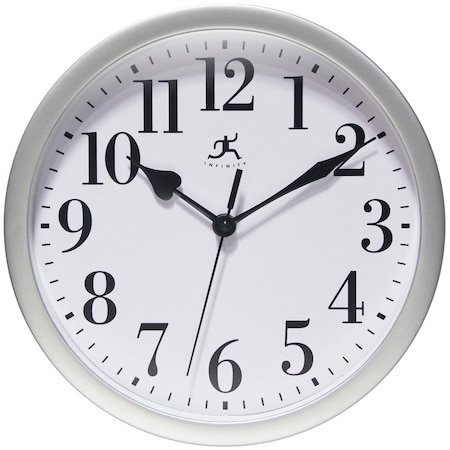 Infinity Instruments Plastic Wall Clock, Silver, 9-5/8in 20048SV-4400