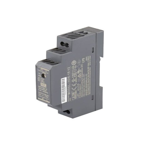 Meanwell Mean Well - AC-DC Ultra slim DIN rail power supply; Input range 85-264VAC; Output 12VDC at HDR-15-12