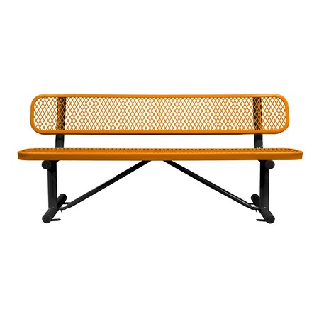 Leisure Craft Bench/Back, Surface Mount, 6ft., Orange B6WBSM-ORANGE