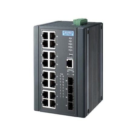 Advantech 16GE PoE + 4G SFP Managed Switch w/ Wide Temp. EKI-7720G-4FPI-BE