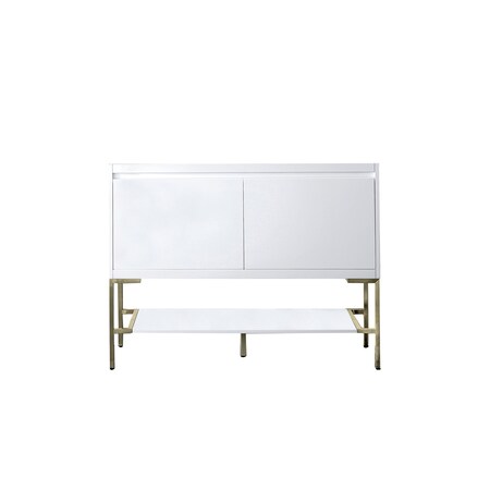 James Martin Vanities 47.3'' Single Vanity Cabinet, Glossy White, Champagne Brass Base 805-V47.3-GW-CB