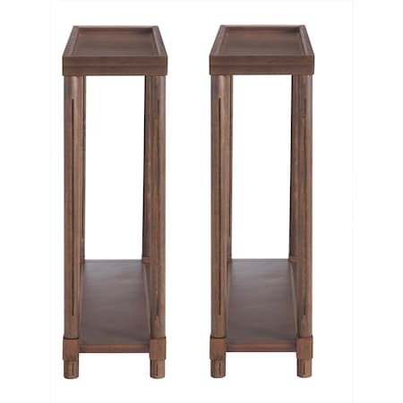 Homeroots Set Of Two 24" Brown Wood Rectangular End Tables With Shelf, 2PK 515520