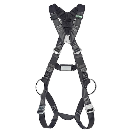 Msa Safety V-FORM Fall Protection Harnesses, Standard (M/L), 400 lb, Quick-Connect Chest/ Tongue Leg Straps 10252228