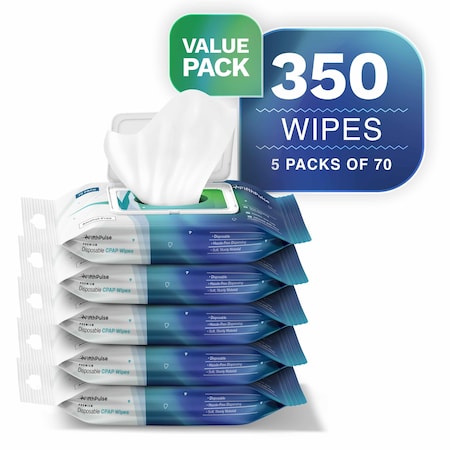 Fifthpulse Unscented w/ Aloe Vera, Alcohol-Free Cleaning Wipes for CPAP Equipment, 5-Pack's of 70 Count, 350PK FMN100641