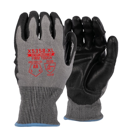 Firm Touch ANSI Cut A8, ABR 5, PUN 4, PU Coating, Premium 21G L, 12PK X5358 L