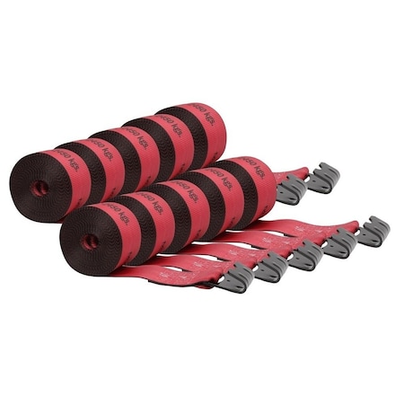 Mytee Products Kinedyne 4inx30ft Winch Straps Red w/flat hook, WLL 5400, Tie Down Strap, 10PK WS430R-Kx10
