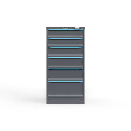 Strong Hold 6 drawer cabinet - (2x 6ft, 1x 7ft, 1x 8ft, 1x 9ft, 1x 12ft) - Blue accents - Electronic Lock S3060-PPRAS-0603FS