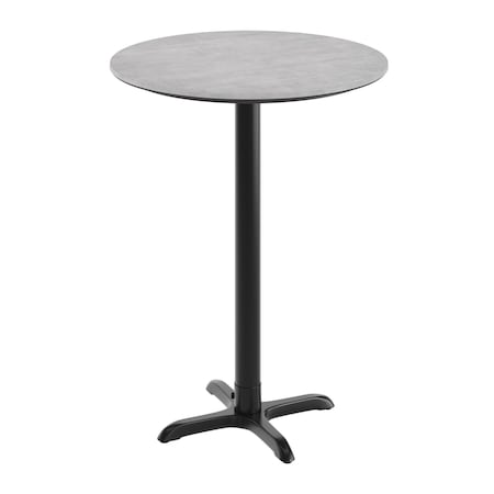 Flash Furniture 31.25" RND Tabletop, Seamless Surface Technology, Gray Faux Concrete, 22x22 Black Bar Height X-Base ST-RD31-CMGY-T2222B-GG