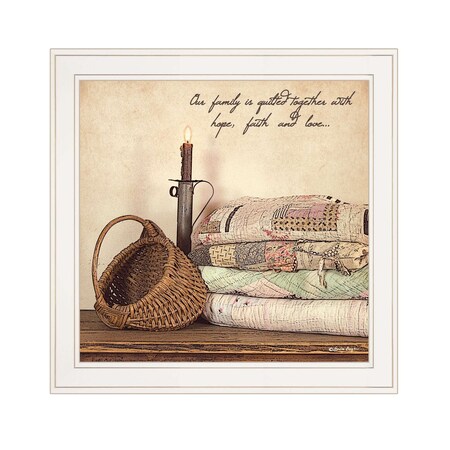 Homeroots Quilted Together 1 White Framed Print Wall Art 407311