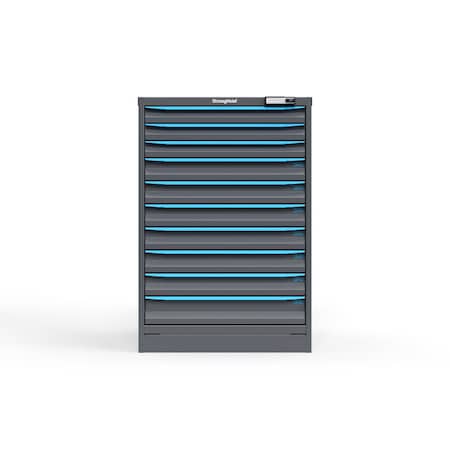 Strong Hold 10 drawer cabinet - (3x 2ft, 6x 3ft, 1x 4ft) - Blue accents - E-Lock w/ Tracking S3044-PPTAS-1002FS