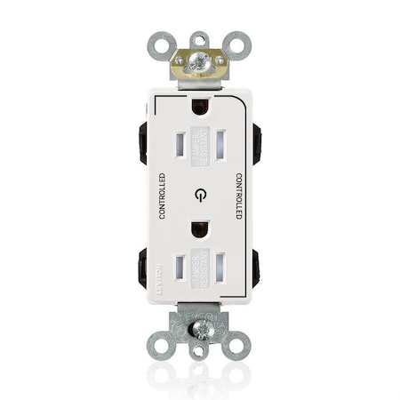 Leviton Straight Blade Receptacle, 5-15R, 15 A, 125V AC, Surface Mount, Self-Grounded MT162-2W