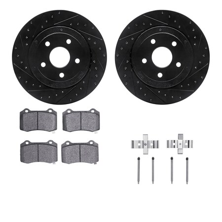 Dynamic Friction Co DFC Rotors-Drilled & Slotted-Black w/ EURO 5000 Ceramic Brake Pads Incl Hdw 8612-42001