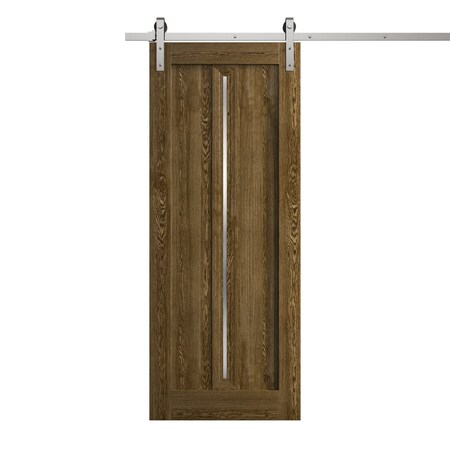 Sartodoors Modern Barn Door 18 x 80 inches, Ego 5014 Marble Oak, 6.6FT Silver Rail Track Heavy Hardware Set , EGO5014BD-S-DMR-18