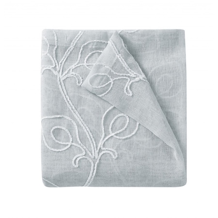 Homeroots 72" Gray Floral Faux Linen Shower Curtain With Embroidery 484022