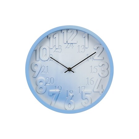 Monarch Specialties Clocks, 12-in. Round, Wall Clock, Juvenile, Blue Face, Blue Frame, Contemporary, Modern I 9119