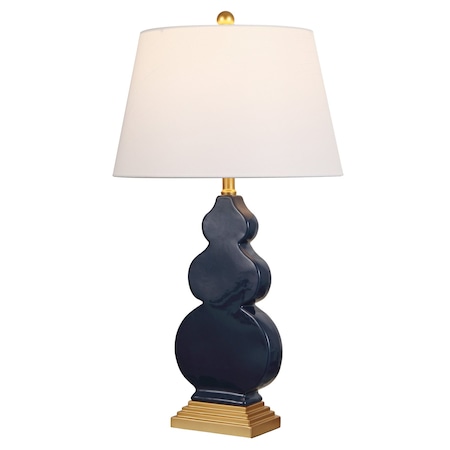 Jonathan Y Carter 29" Ceramic/Resin LED Table Lamp, Navy/Gold JYL3018A